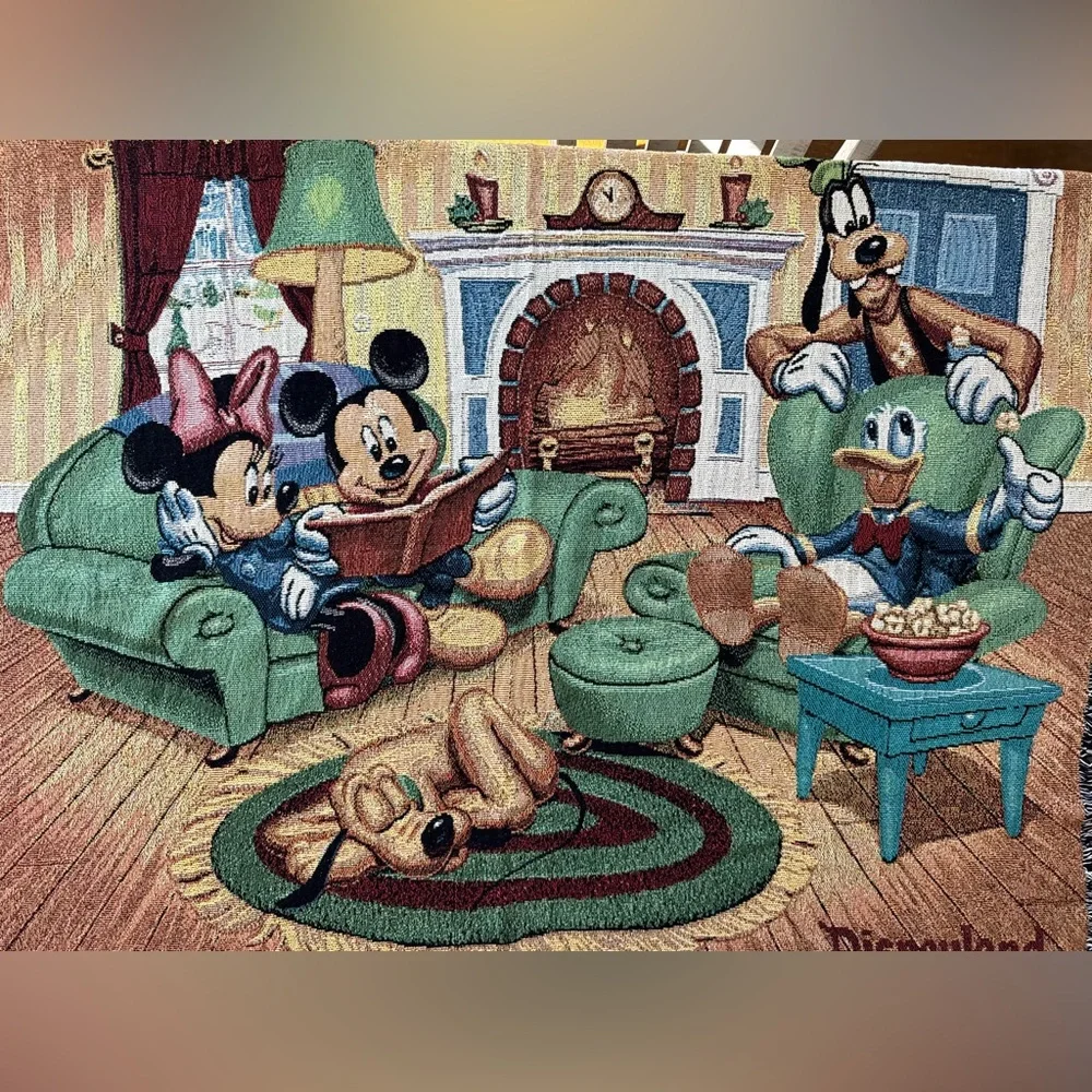 Disneyland Parks Mickey Mouse and Friends Woven Vintage Tapestry Throw Blanket